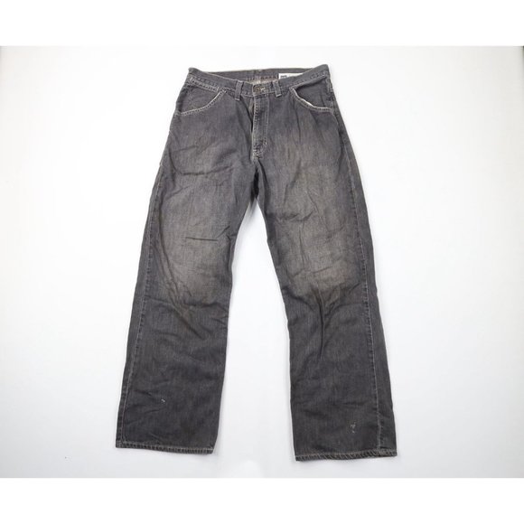 Vintage Gap Mens Size 33x32 Distressed Wide Leg Baggy Loose Worker Jeans Black